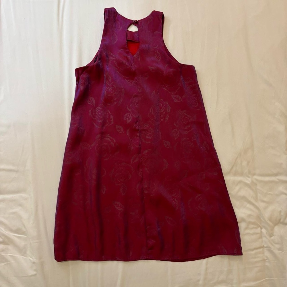 Pink and purple iridescent rose‎ print mini dress vintage Y2K shimmery XS/S - Picture 8 of 8